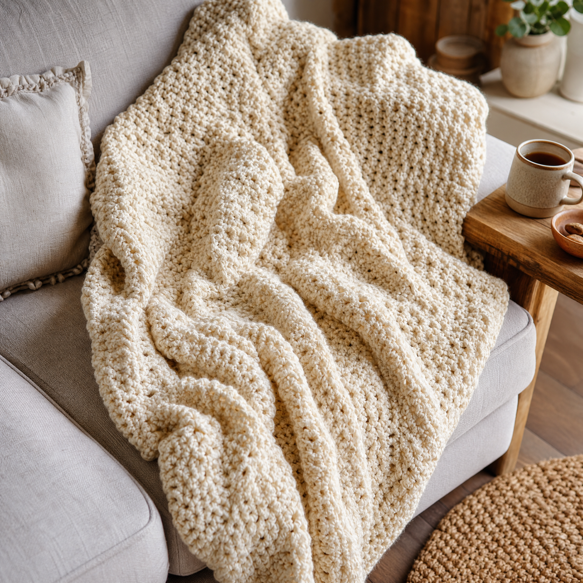 Chunky Crochet Blanket — Free Beginner Pattern
