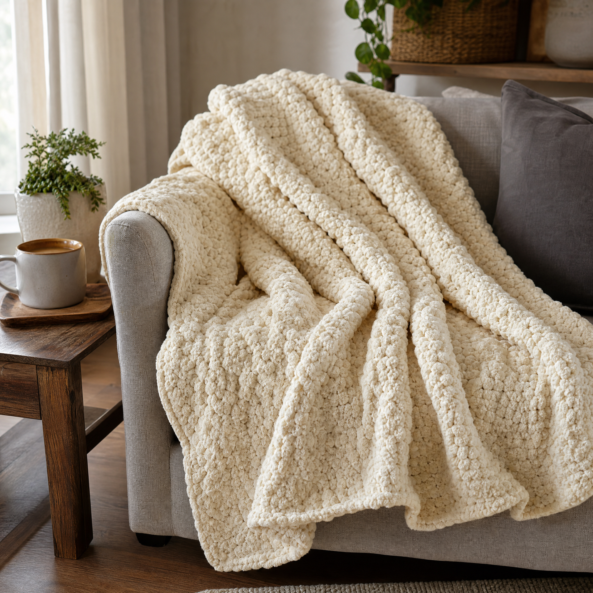 Chunky Crochet Blanket with Bernat Blanket Yarn: Free Pattern + Tips — step photo 3