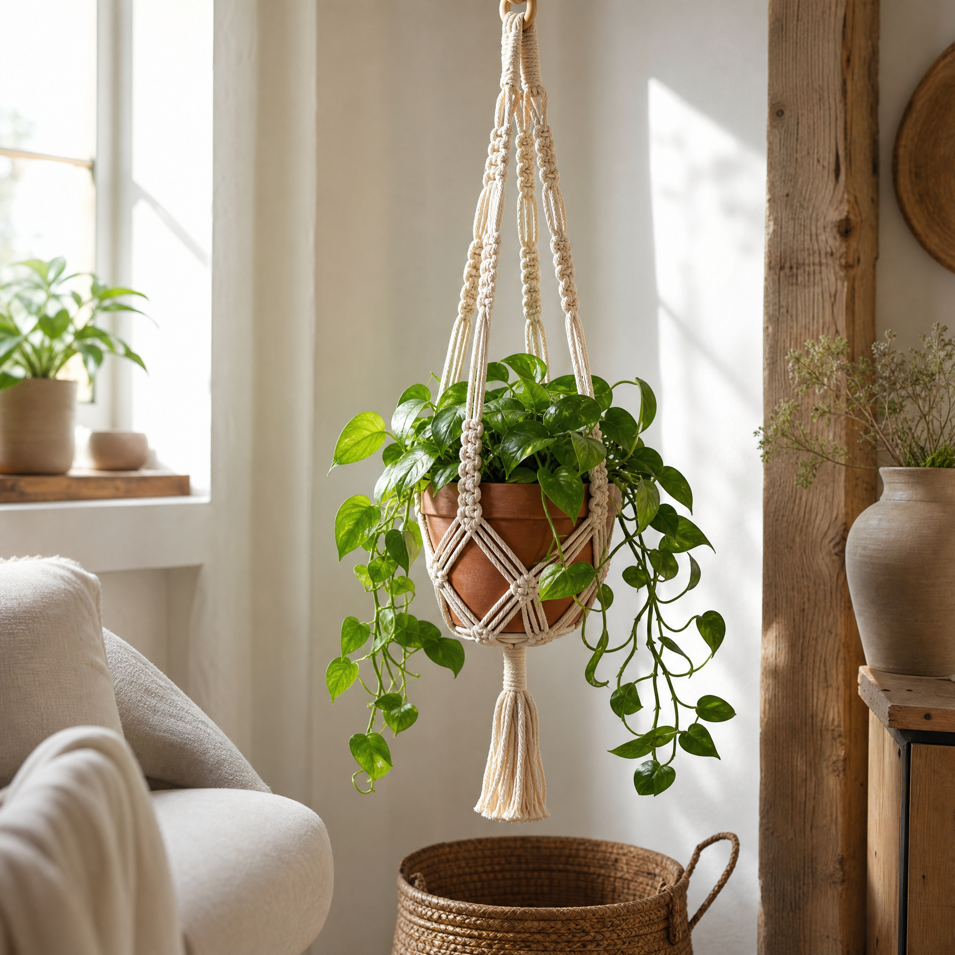 Crochet Plant Hanger Free Pattern (Boho Style)